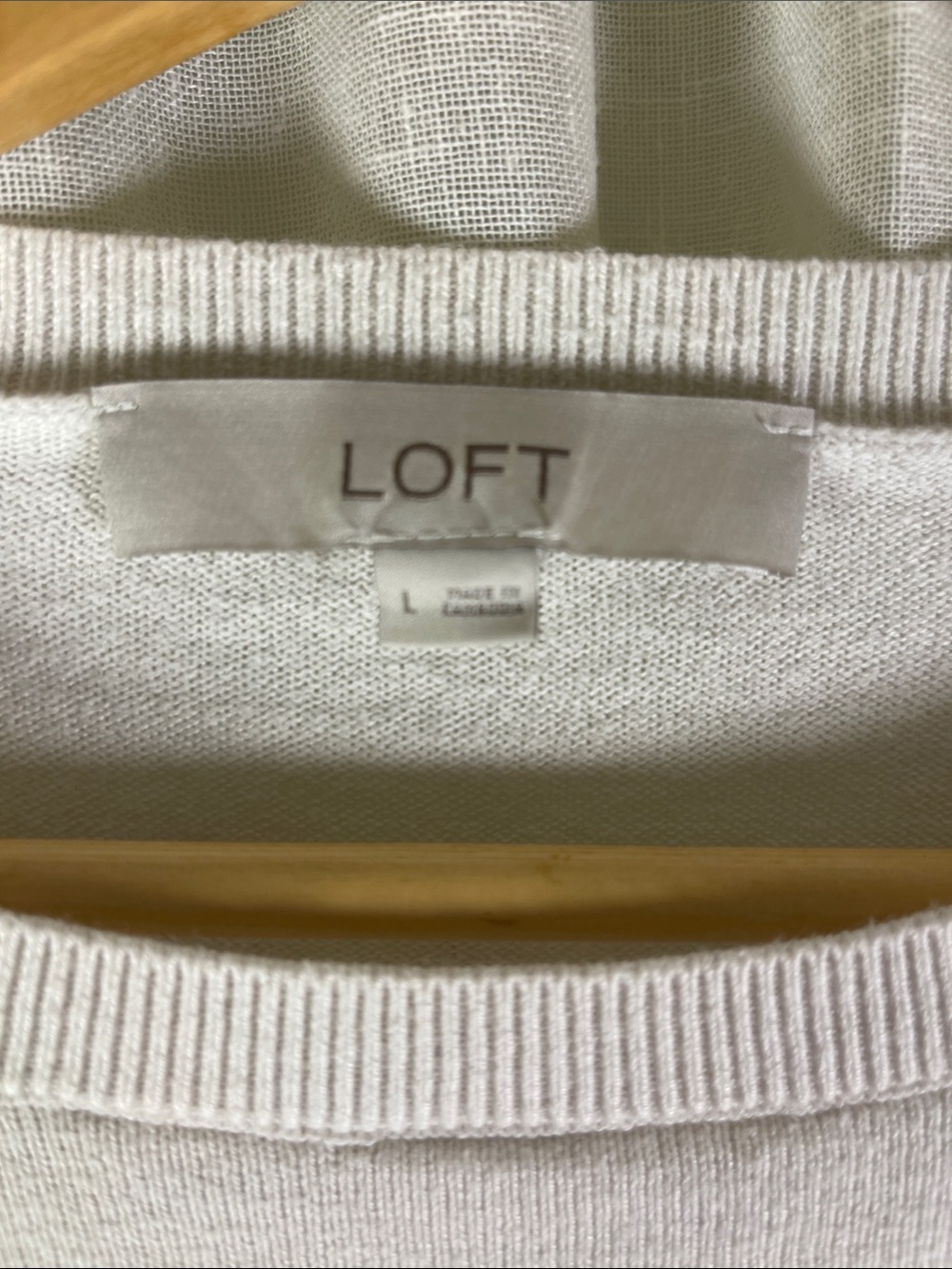 LOFT Muted Cream Puff Sleeve Crewneck Sweater - Picture 2 of 3